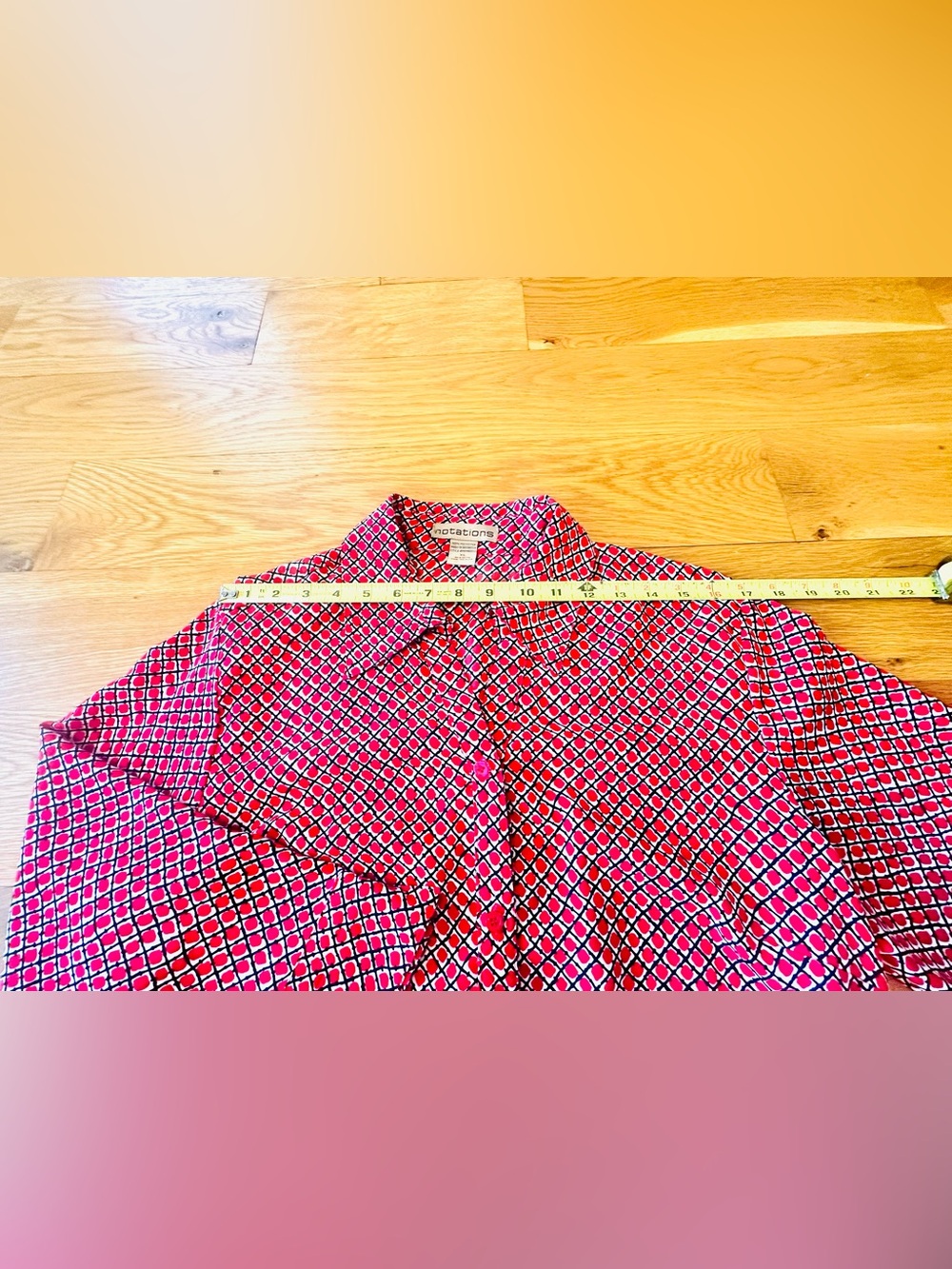 Notations Geometric Print Button Down 3/4 Sleeve Blouse size XL - Picture 6 of 11